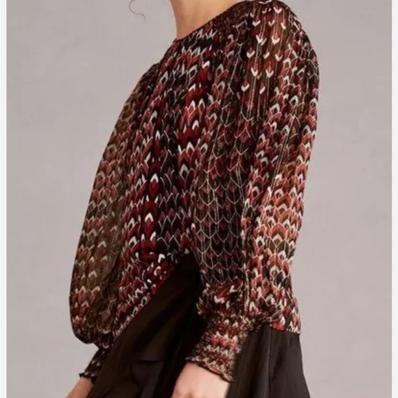 Anthro X Blank London graphic blouse with sequins sz xs - Picture 3 of 9